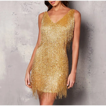 Kiara Sequin Feather Mini Dress